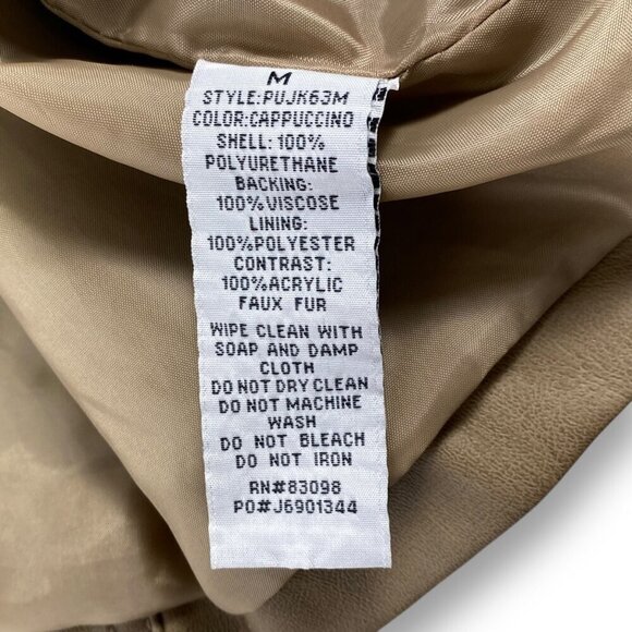Ci Sono by Cavalini Jacket Womens Sz M Brown Faux Leather Belted Collar Jacket - Picture 9 of 9